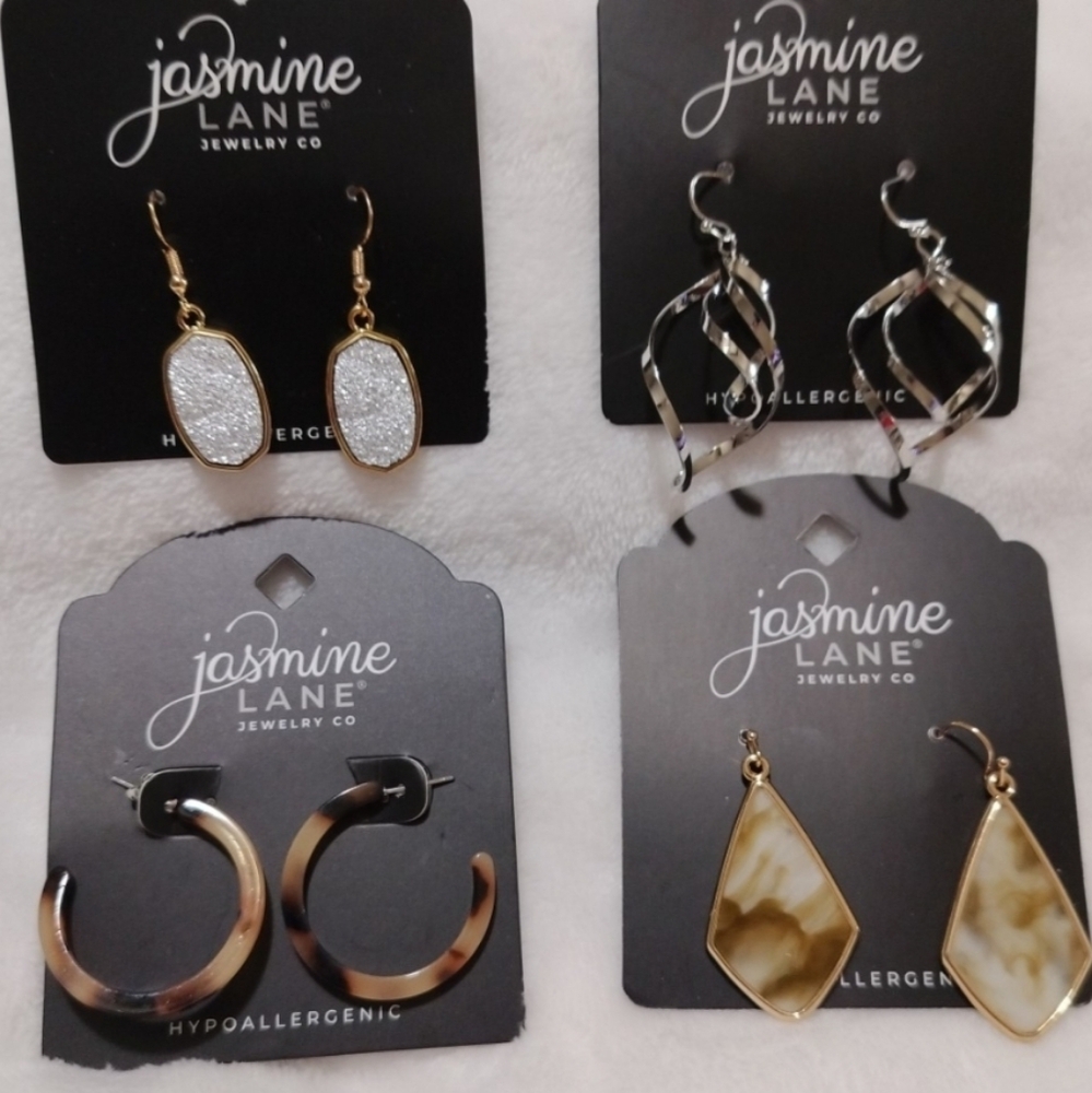 Jasmine Lane Earring Set - Gold, Silver, Brown Lot Of 4
